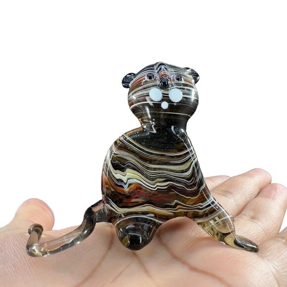 Venetian Slag Art Glass Small Figurine Bear Animal Dog Delicate Glass Figurine - Picture 15 of 16